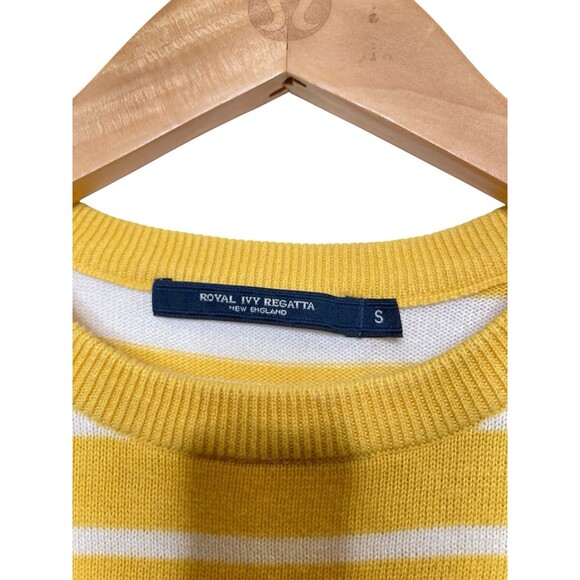 Royal Ivy Regatta New England Pullover Sweater Yellow White Long Sleeve S - Picture 11 of 11